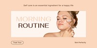 Morning routine Twitter post template, beauty care vector