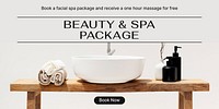 Beauty, spa Twitter post template, wellness business ad vector