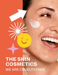 Cosmetics skincare flyer editable template, cute Memphis design psd