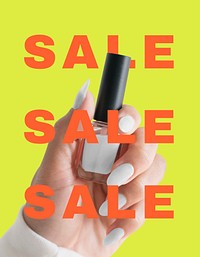 Beauty sale flyer editable template, nail polish photo psd