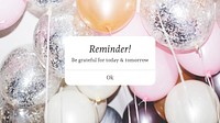 Party balloons YouTube thumbnail template, reminder notification aesthetic vector