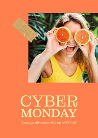 Summer aesthetic poster editable template, cyber Monday ad vector