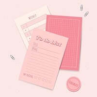 Pink notepad planner vector
