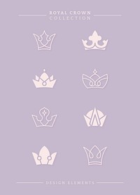 Hand drawn royal crown doodle vector collection