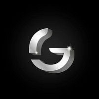 Capital letter G metallic silver typography vector
