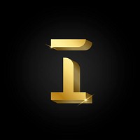 Capital letter I metallic gold typography vector