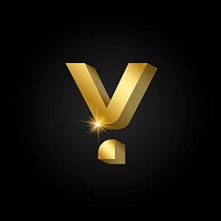Capital letter Y metallic gold typography vector