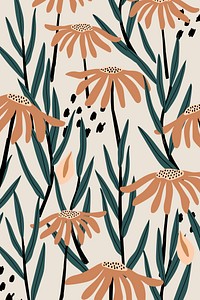 Autumn flower background, brown daisy illustration