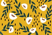 Aesthetic floral patterned background, doodle botanical illustration