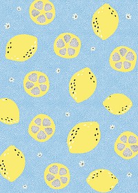 Lemon background, aesthetic fruit doodle