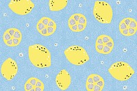 Aesthetic lemon background, tropical fruit illustration