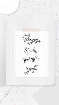 Words set on a white paper vector