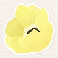 Yellow poppy flower sticker illustration