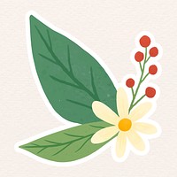 Pale yellow flower with leaves illustration