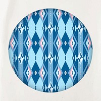 Bright blue geometric patterned round badge seamless vector