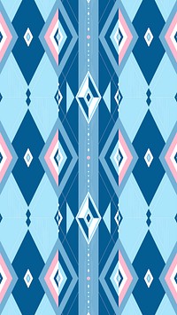 Bright blue geometric patterned mobile screen wallpaper