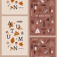 Autumn pattern background vector set