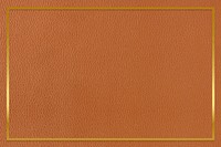 Gold frame on orangish brown leather background vector