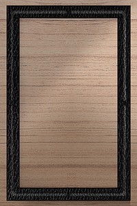 Black leather frame on wooden background vector
