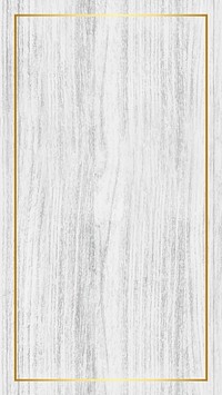 Gold frame on white wooden textured mobile screen template vector