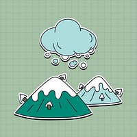 Snowy mountain sticker vector