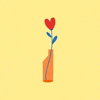 Heart shaped flower in a vase illustration