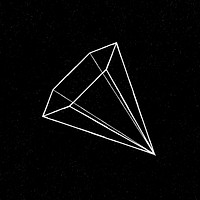 3D hexagonal pyramid outline on a black background vector  