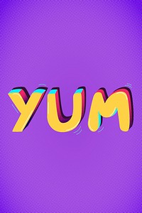 Yum funky word typography psd