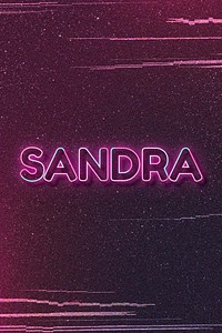 Sandra word art vector neon typography