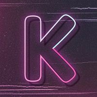 Pink neon glow letter K font typography