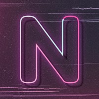Letter N pink neon font typography
