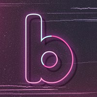 Gradient pink neon letter b illustration