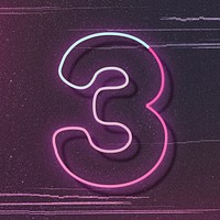 Pink neon glow number 3 font typography