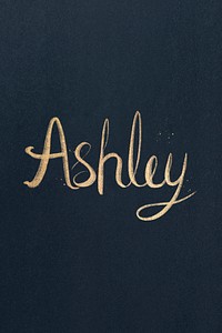 Gold glittery font psd Ashley typography
