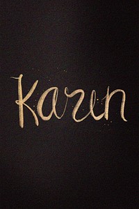 Gold sparkling Karen name cursive handwriting typography