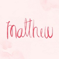 Matthew name pink vector word typography