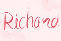 Richard name script vector pink font