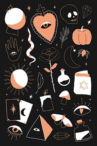 Magic witchcraft clipart illustrations hand drawn collection