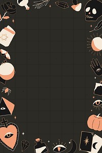 Happy doodle magic Halloween vector frame