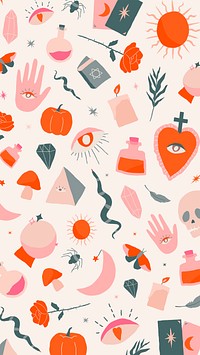 Bohemian Witchcraft doodle Halloween background