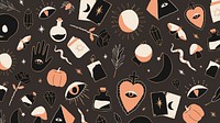 Bohemian Witchcraft doodle vector Halloween background