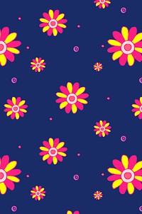 Yellow pink flower pattern psd background