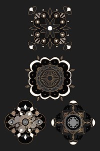 Indian Mandala element symbol vector oriental botanical illustration collection