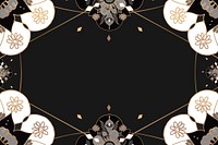Indian Mandala pattern frame black floral background