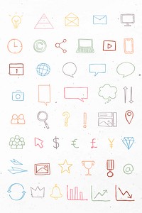 Colorful vector business presentation icons doodle set