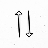 Psd black up and down arrow doodle icon