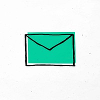 Green envelope doodle hand drawn icon