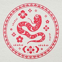 Snake year red badge psd traditional Chinese zodiac sign
