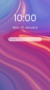 Mobile lock screen on colorful abstract background