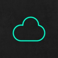 Cloudy icon weather forecast user interface in neon